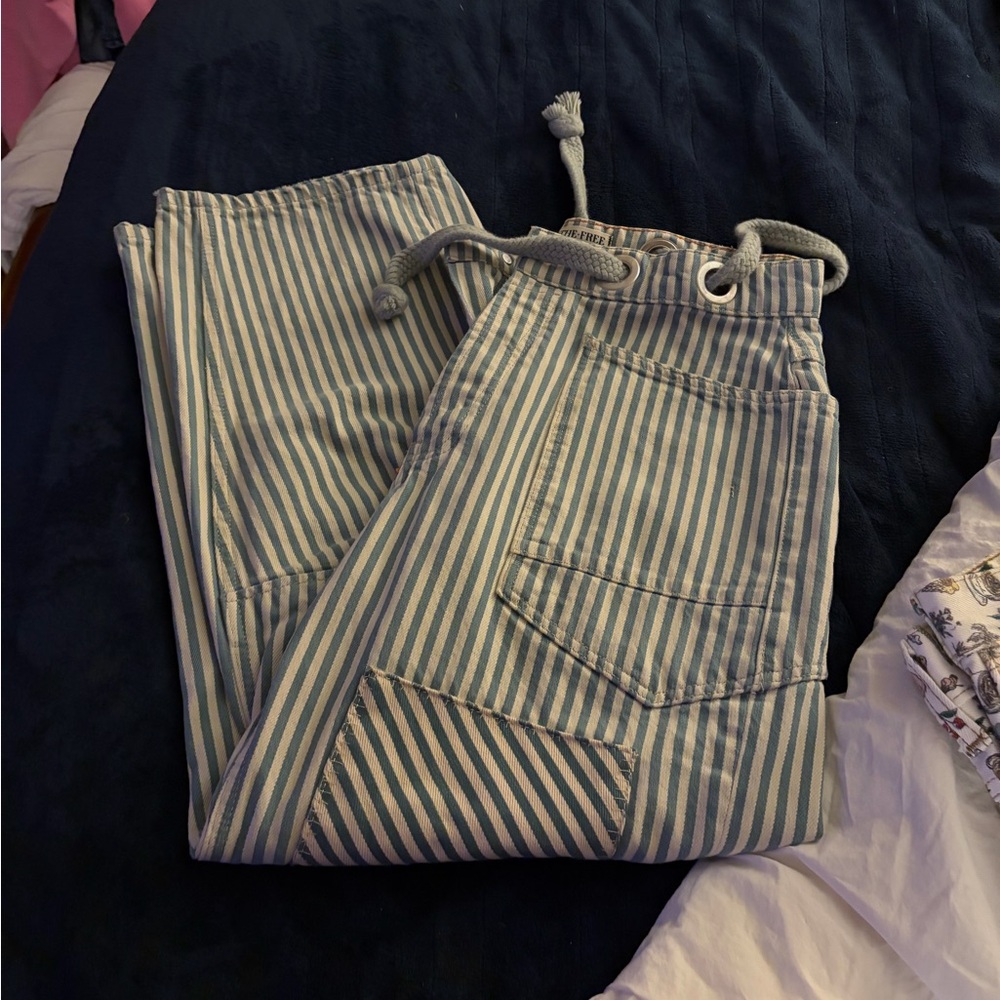 We The Free Blue and White Striped Women Jeans